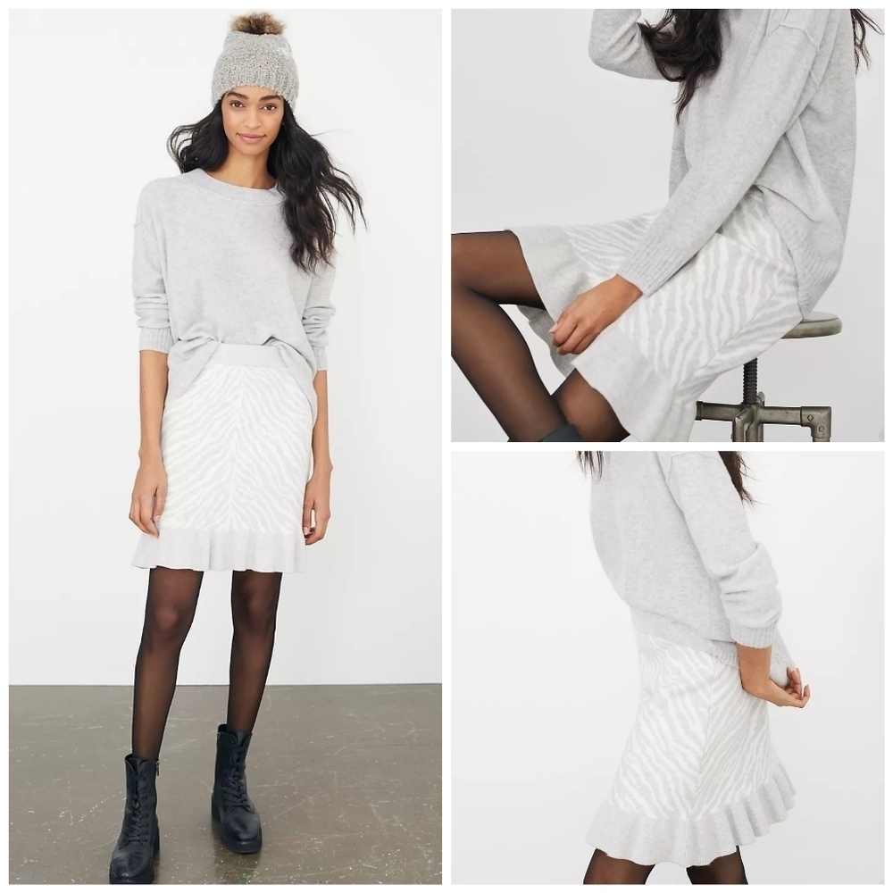 Anthropologie Knit Ruffle Sweater Skirt Size XL